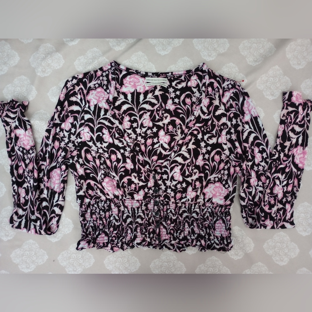 Urban Outfitters floral crop long sleeve top